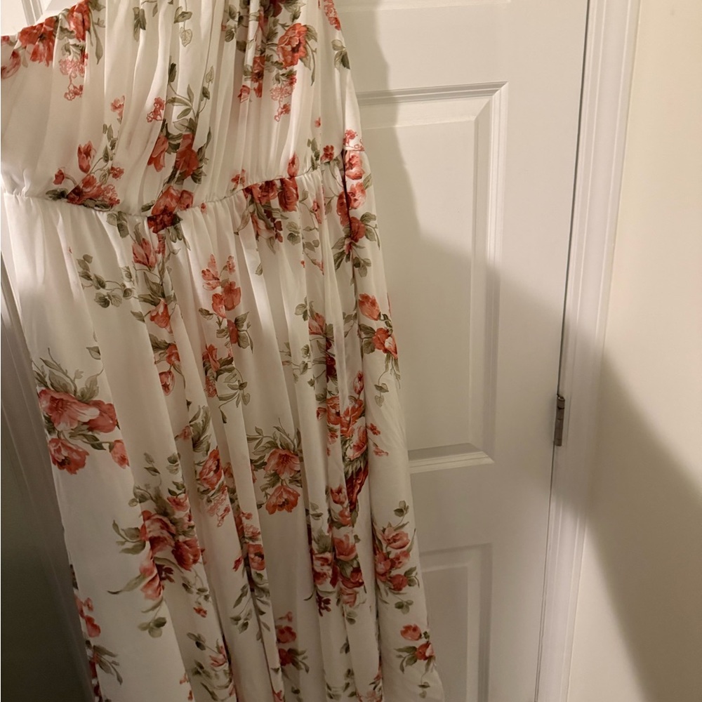Torrid Asymmetrical Floral Dress in White and Pink